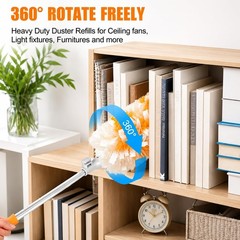 Gelibo 6ft Extendable Duster Handle with 5 Refills,Compatible Orange