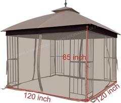 Universal 10′ x 10′ Gazebo Replacement Mosquito Netting (Tan)
