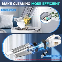 CKIKH Handheld Vacuum Cordless, 15000PA Strong Suction Hand Held White & Gold
