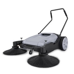 POHIR 42″ Walk-Behind Hand Push Floor Sweeper 15 Gallon Waste Container Gray