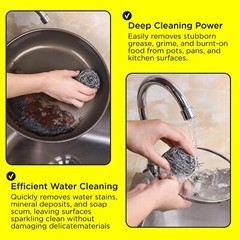 6 pcs Stainless Steel Scourer, Scrubber for Cleaning Pots, Dishes, Ovens, Grills