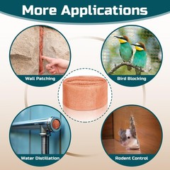 PamMittul Copper Mesh Rodent Control, 4in x 30ft x 30ft, Gold Brown