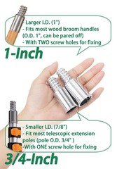 EESC2Y (2-Pack) 1″ Threaded Tips Replacement for Extension Poles 1 in, sliver