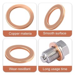 15PCS Oil Drain Plug Gasket, Oil Plug Washer, 14mm Copper Crush Washer Oil Se…