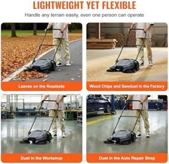 Walk-Behind Hand Push Floor Sweeper 25 6 Inch Sweeping Width Manual Non Electric