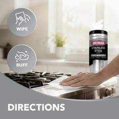 Weiman Stainless Steel Cleaner & Polish Kit, 2 Wipes & 30 Count (Pack of 2)