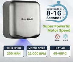 Stainless Steel Alpine Hemlock High Speed, Commercial Hand Dryer, 110/120V –