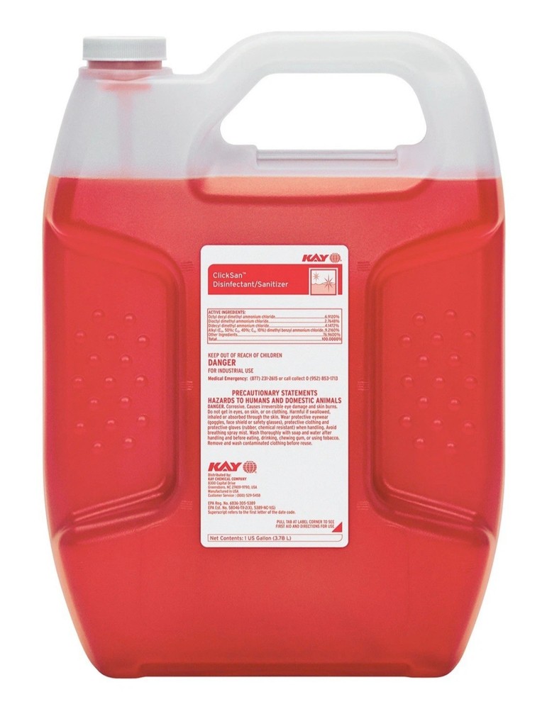 (1) Gallon CLICKSAN Concentrate Disinfectant Ecolab Kay Quat Bottle