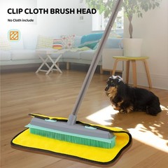 Conliwell Rubber Broom Carpet Rake for Pet Hair, Fur Iron Handle, Blue