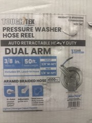 TOUGH TEK PRESSURE WASHER HOSE REEL AUTO RETRACTABLE HEAVY DUTY 3/8 In 50 Ft PSI