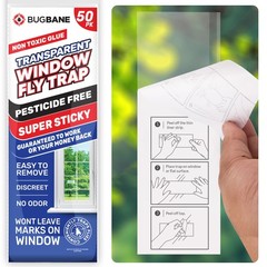 50 Window Fly Traps Sticky Non-Toxic Clear Paper Indoor for Transparent