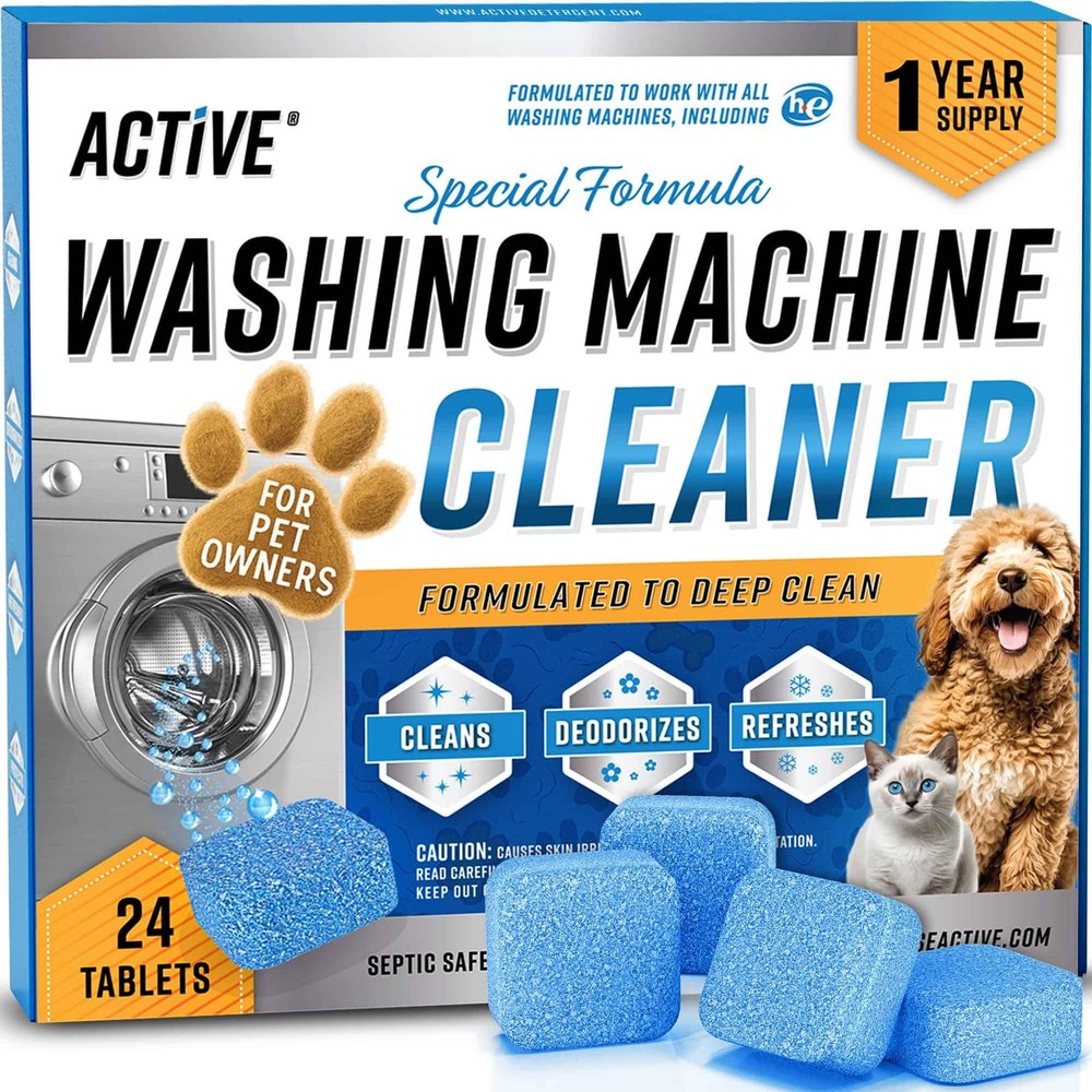 ACTIVE Washing Machine Cleaner for Pet Owners 1 Count (Pack of 24), Blue