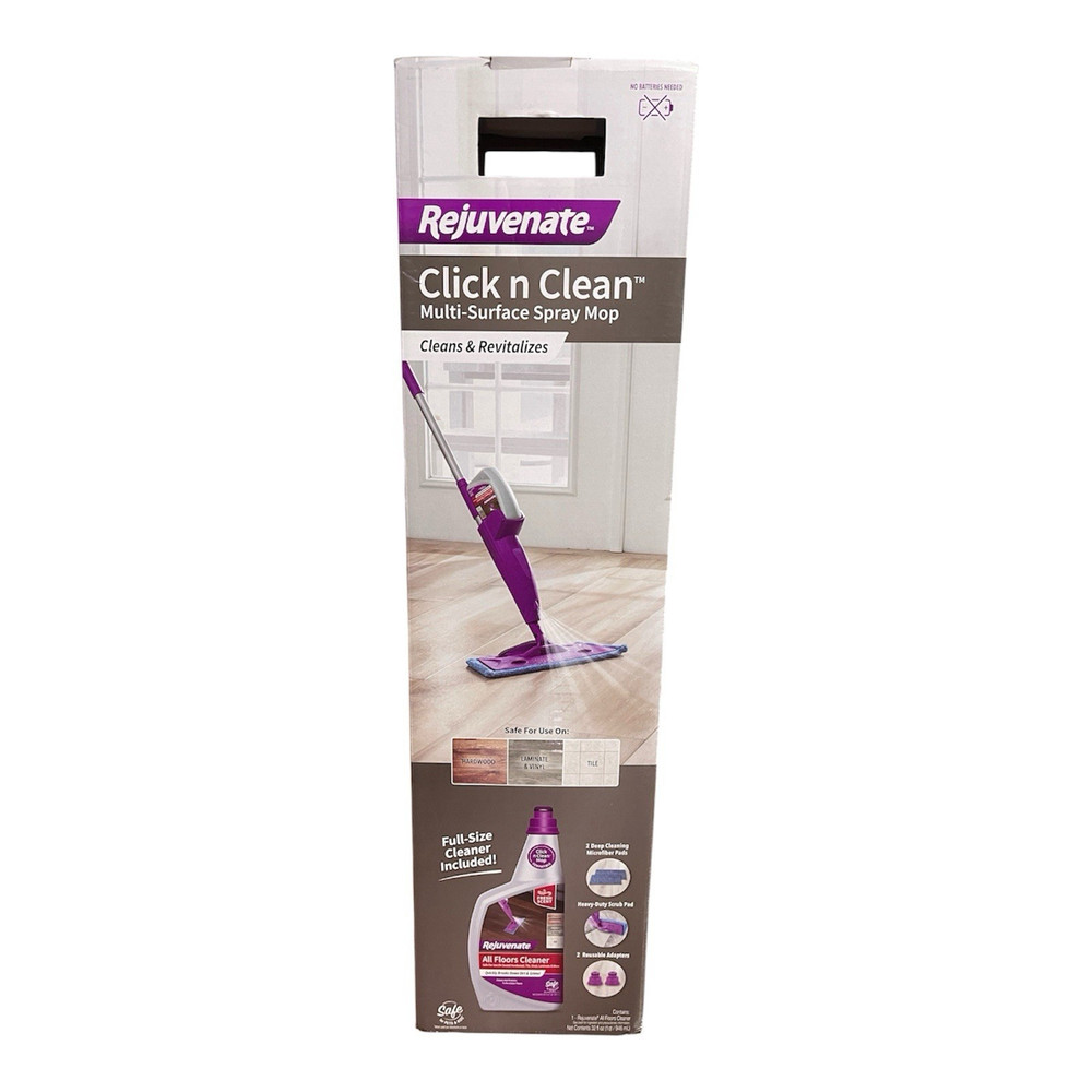 Rejuvenate Click n Clean Multi-Surface Wet Spray Mop, Microfiber Pad, Metal
