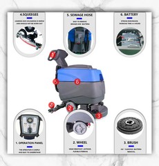 C460s walk behind floor scrubber machine- Battery Powered