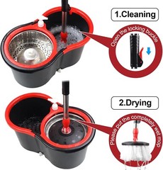360° Spinning Mop Bucket System with 3 Microfiber Mop Replacement Heads