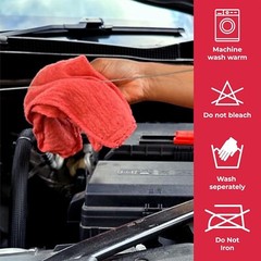 200 Pieces Red Shop Towel Large 15×15 Cleaning Rags, Fast Free Shipping, A Grade