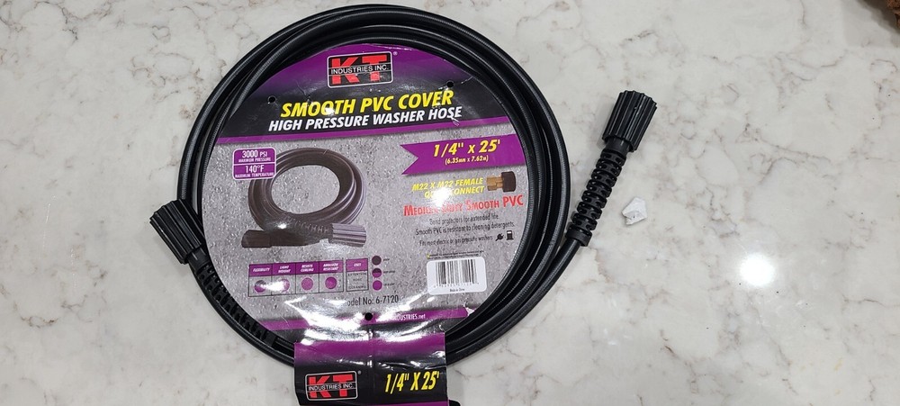 KT Industries 6-7120 1/4 x 25′ High Pressure Washer Hose w M22 Fittings 3000 PSI