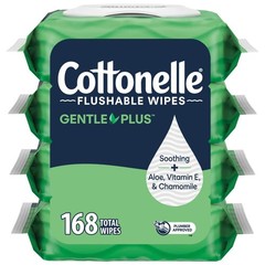 Cottonelle GentlePlus Flushable Wet Wipes with 42 Count (Pack of 4), White