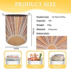 Boho Laundry Basket, Mid Century Modern Boho Neutral Sun Sunshine Waterproof
