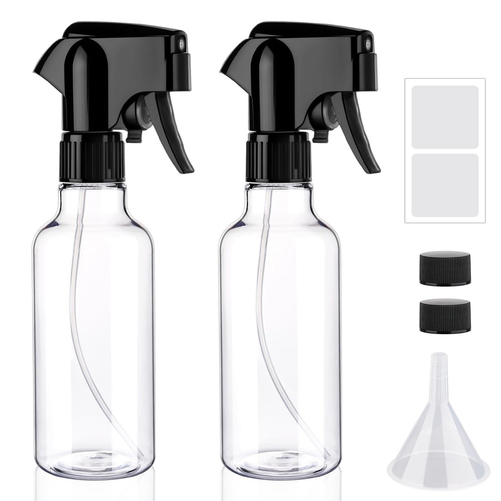 Hethyo Plastic Spray Bottles 12oz Mist Spraying Bottle Continuous Clear-2pcs