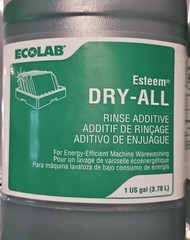 Lot/Case 4 ECOLAB Esteem Dry-All Rinse Additive 04131-087, X4 One Gallon Machine