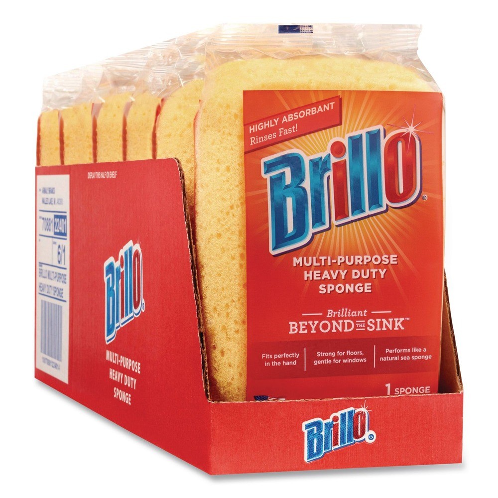 Brillo 22401 4.25″ x 6.25″ Multi-Purpose Sponge – Yellow (6/Carton) New