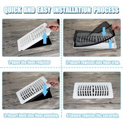 6 Pack 4″x12″ Floor Register Trap Cover Screen Air Vent Mesh 4×12 Inch