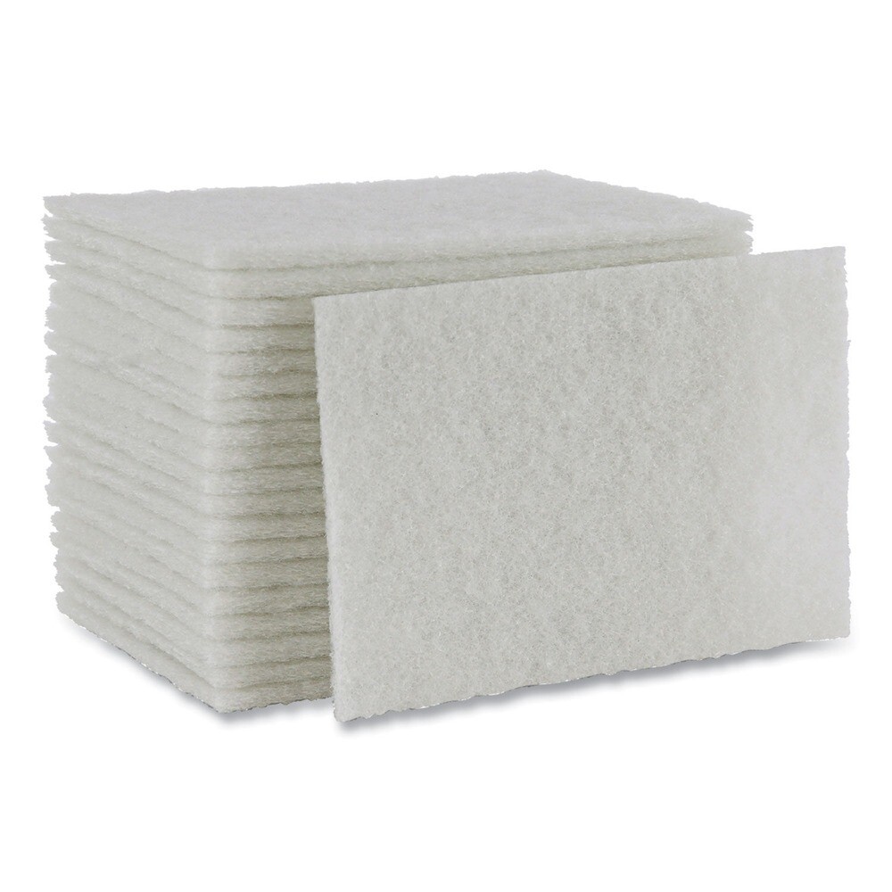Boardwalk 198 6 in. x 9 in. Light Duty Scour Pad – White (20/Carton) New