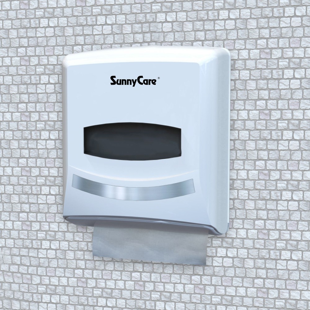 SunnyCare #8238W White ABS Plastic Singlefold ( V-fold) Towel Paper Dispenser