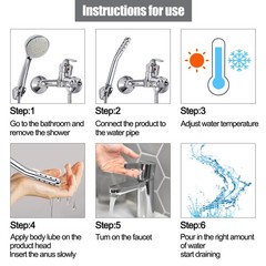 Metal Shower Cleaner Enema Douche System, Handheld Water Nozzle Silver