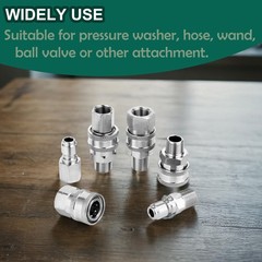 POWER TOWN 3/8 Inch Quick Connect Fittings, Pressure Washer Inch, Silvery