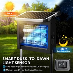 Solar Bug Zapper Outdoor, Mosquito 4500V Cordless Black & Silver