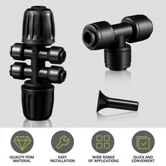 24 Pieces Drip Irrigation Parts 8 Pcs 1/2” to 1/4” and 1/4”, Black
