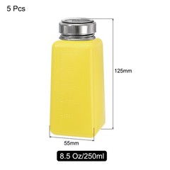 5PACK 8.5 Oz/250ml Alcohol Push Down Pump Dispenser Bottle Press Yellow