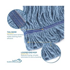 KLEEN HANDLER HEAVY DUTY Commercial Mop Head Replacement, Wet Industrial Blue…