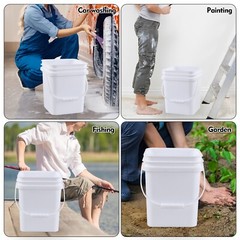 Cand 5 Gal Heavy Duty Plastic Bucket Containers W/ Sealed Lid Food Grade 4-Packs