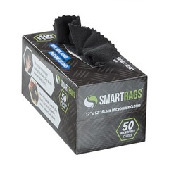 Arkwright Smart Rags Microfiber Cleaning Cloths, Pack of 50 12 x 12 in, Black