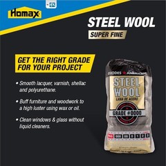 Steel Wool 0000 12 pad Fine Grade Rhodes, American Final Finish Super Fine