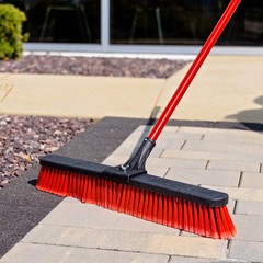 Libman 24″ High Power Multi-Surface Push Broom Red & Black Steel Handle