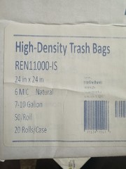 Renown Case of High-Density Trash Bags 24”x24” 6 MIC Nat 10 Gal (MSRP $131) 1K