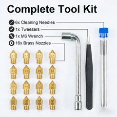 16 Pcs MK8 Brass 3D Printer Nozzle Kit Extruder Replacement Parts Set