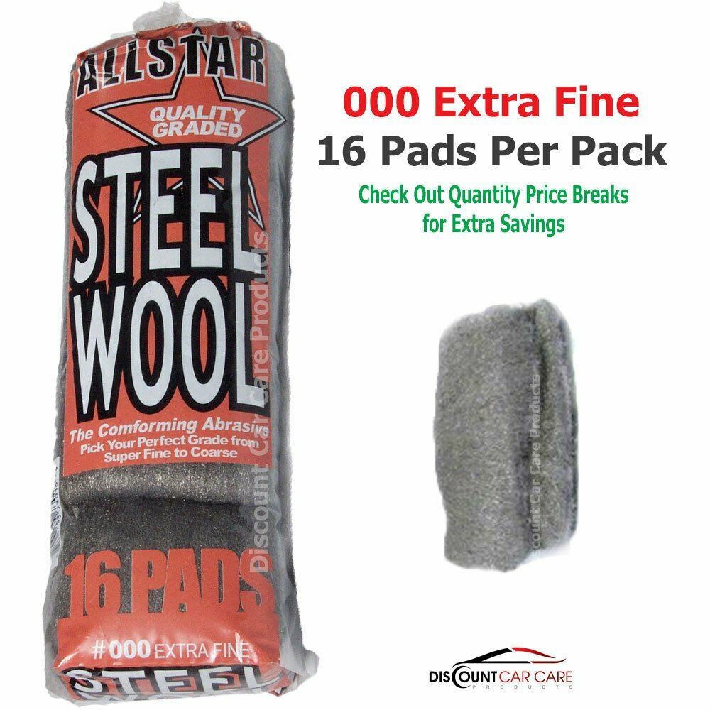 Extra Fine Steel Wool Pads # 000 – High-Quality Professional – 16 Pads Pack