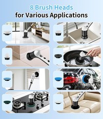 Black Electric Spin Scrubber 3 Speed Adjustable Extension Handle