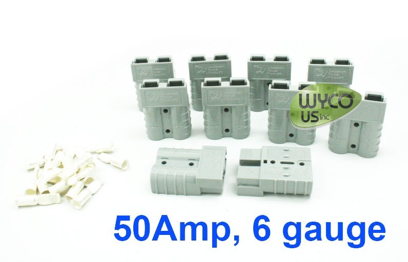 (10) GRAY ANDERSON PLUGS, SB50A 600V, #6AWG, 1-3/8″ X 1-7/8″ X 5/8″, TOWING