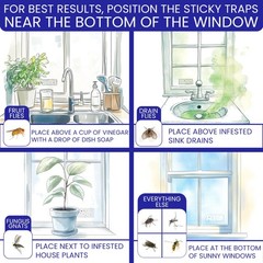 100pc Non-Toxic Window Fly Traps Clear Sticky Bug Paper Indoor