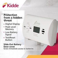 Kidde Carbon Monoxide Detector, AA Battery Powered CO Alarm with LEDs, Test-Rese