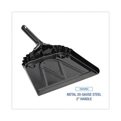 Boardwalk 4212 12 x 14 Steel Dust Pan with 5 in. Handle – Black (12/Carton) New