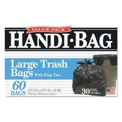 Handi-Bag HAB6FT60 .65 mil 30 gal. Super Value Pack Trash Bags – BLK (60/BX) New