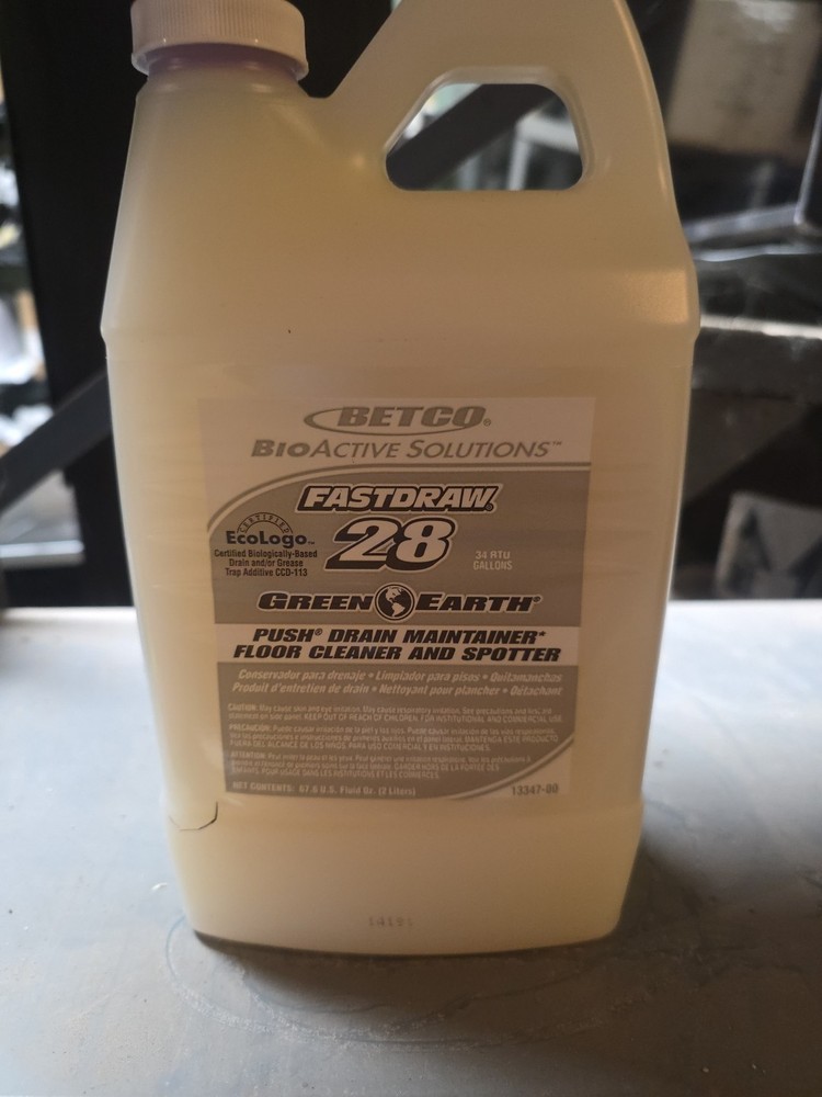 28 green earth push 2l drain maintainer, betco fastdraw and floor cleaner