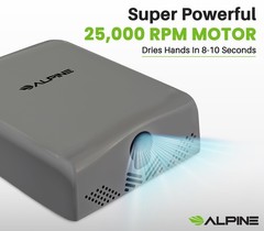 Alpine Commercial Hand Dryer with HEPA Filter, 8 Seconds Extreme Speed Electric